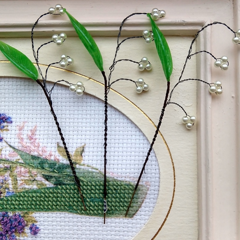 3 VTG handmade Lily of the Valley glass flowers